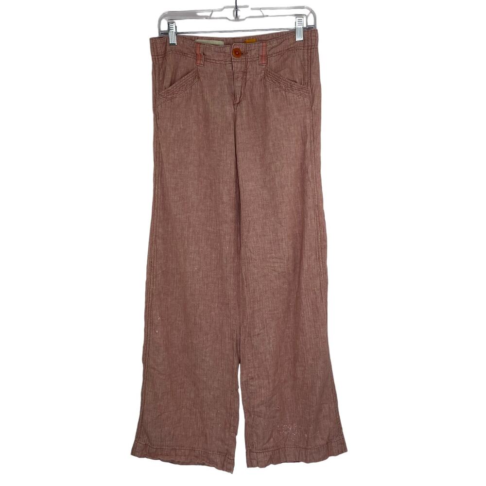 Pilcro ligth pink wide leg pants linen cotton blend lagenlook minimalist